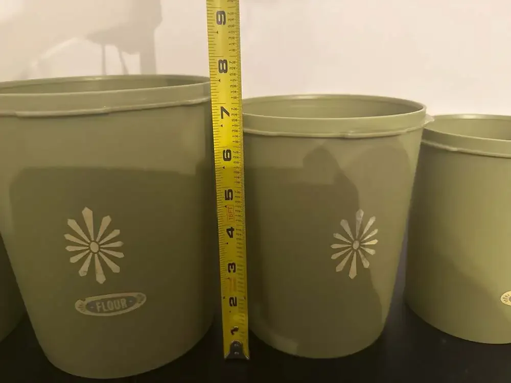 Vintage Tupperware Servalier Nesting Canisters 4-Piece Set in Avocado Green with